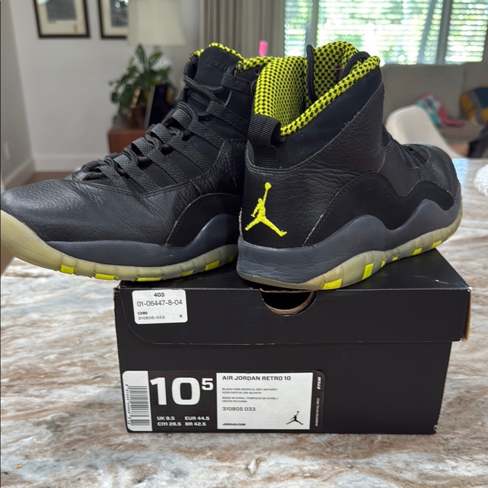 Air Jordan Retro 10 Black VENOM 2014 release  Michael collection Green 10.5 EUC